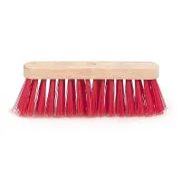 Straat Bezem rood nylon met hout